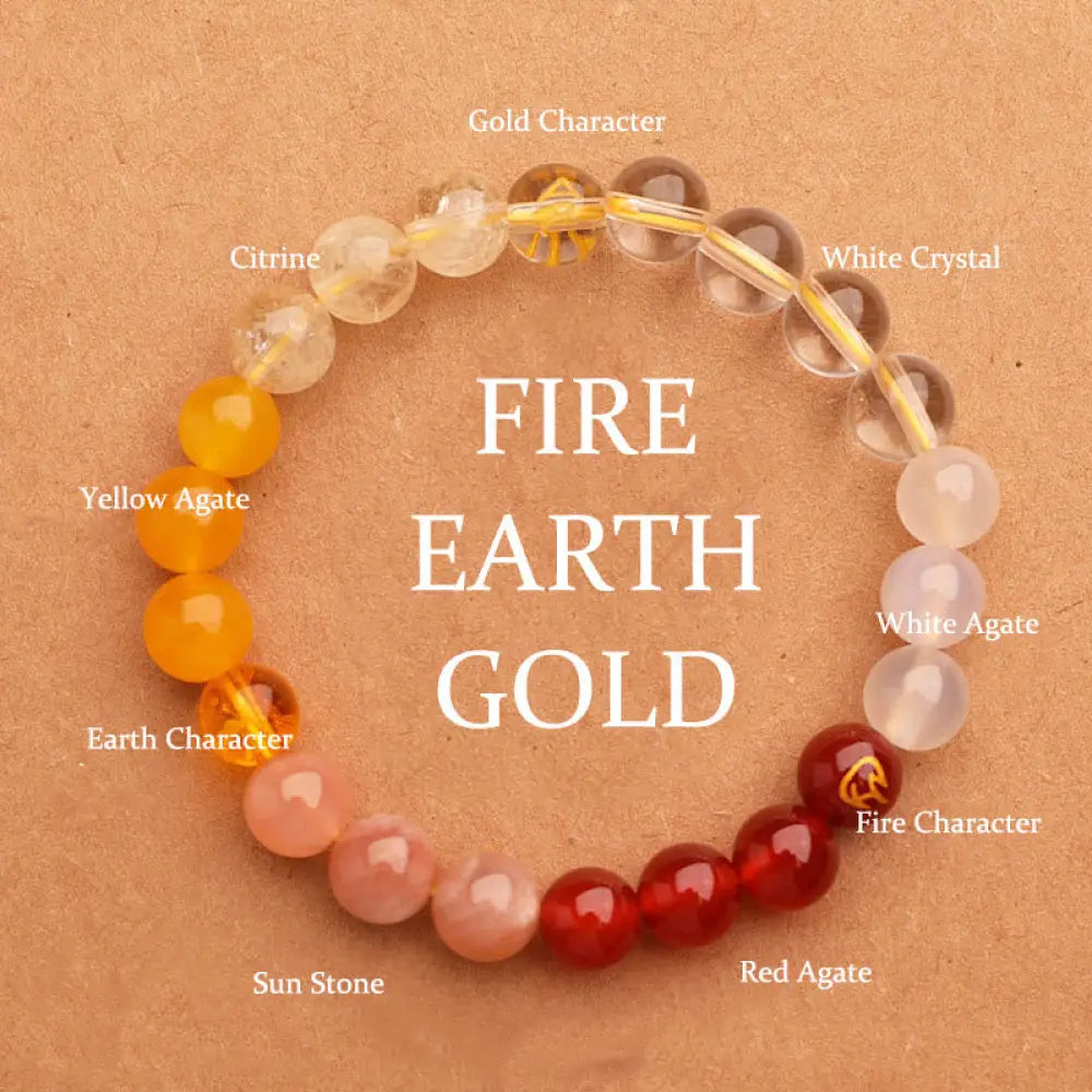 Buddha Stones Five Elements Various Agate Crystal Green Strawberry Quartz Sun Stone Wealth Bracelet - BWOOOH - Gold