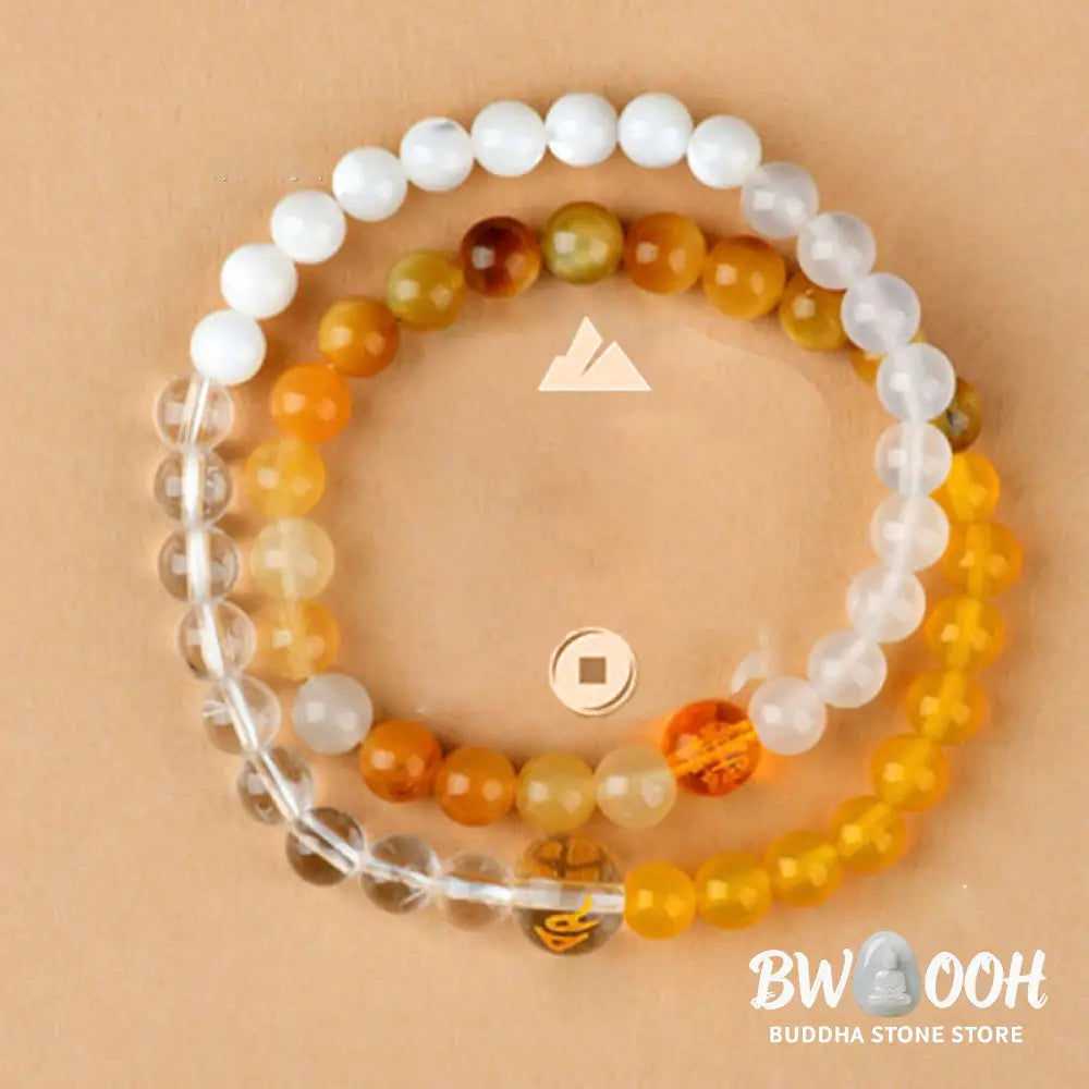 Buddha Stones Five Elements Various Agate Crystal Pearl Black Onyx White Agate White Crystal Luck Bracelet - BWOOOH