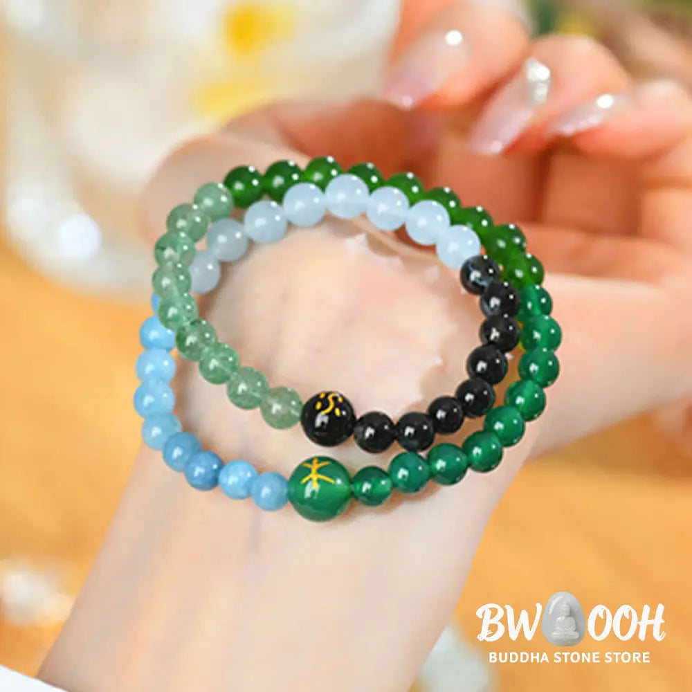 Buddha Stones Five Elements Various Agate Crystal Pearl Black Onyx White Agate White Crystal Luck Bracelet - BWOOOH