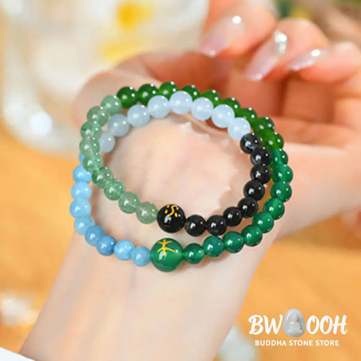 Buddha Stones Five Elements Various Agate Crystal Pearl Black Onyx White Agate White Crystal Luck Bracelet - BWOOOH
