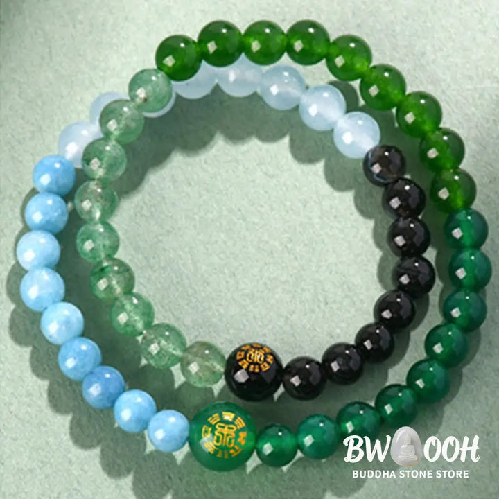 Buddha Stones Five Elements Various Agate Crystal Pearl Black Onyx White Agate White Crystal Luck Bracelet - BWOOOH
