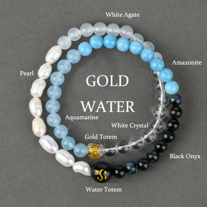 BWOOOH Five Elements Various Agate Crystal Pearl Black Onyx White Agate White Crystal Luck Bracelet - BWOOOH