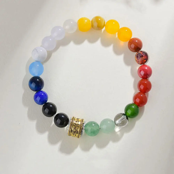 Buddha Stones Five Elements Various Agate Crystal Red Agate Gold Sheen Obsidian Yellow Agate Luck Bracelet - BWOOOH