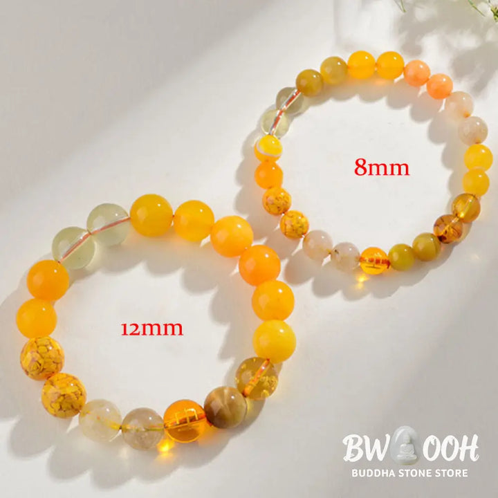 Buddha Stones Five Elements Various Agate Crystal Rutilated Quartz Tiger Eye Yellow Agate Citrine Luck Bracelet