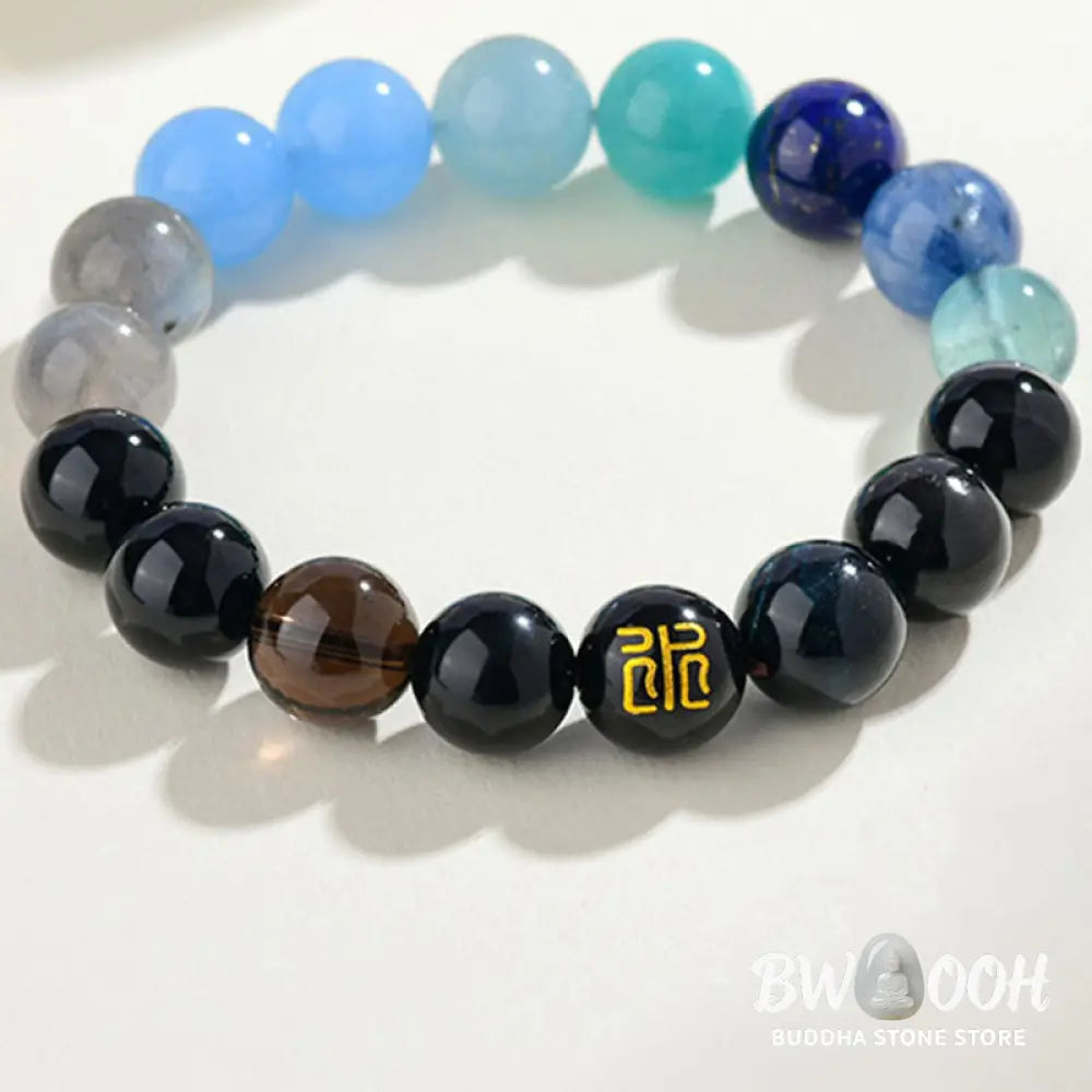 Buddha Stones Five Elements Various Agate Crystal Rutilated Quartz Tiger Eye Yellow Agate Citrine Luck Bracelet