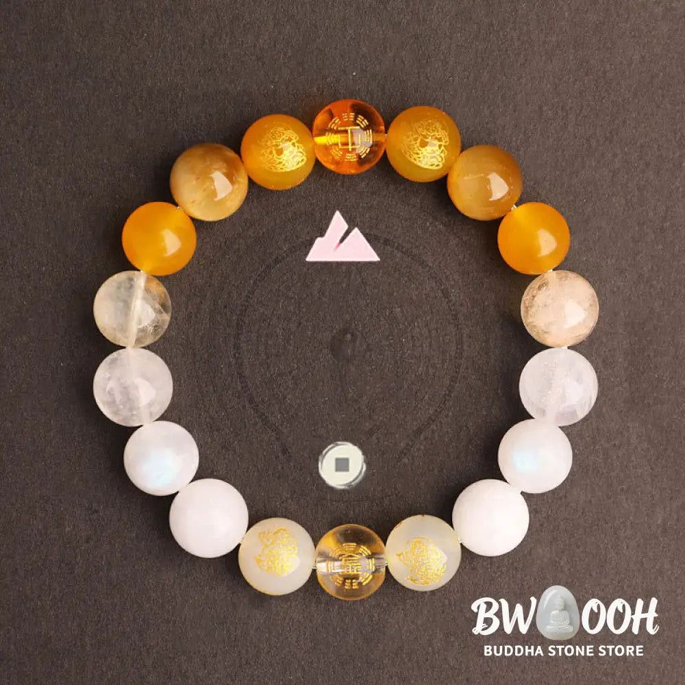 Buddha Stones Five Elements Various Agate Crystal South Red Agate Strawberry Quartz Sun Stone Citrine Luck Bracelet