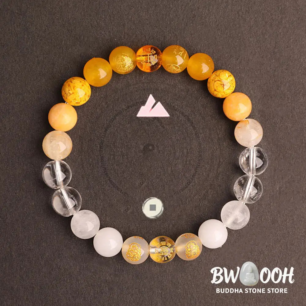 Buddha Stones Five Elements Various Agate Crystal South Red Agate Strawberry Quartz Sun Stone Citrine Luck Bracelet