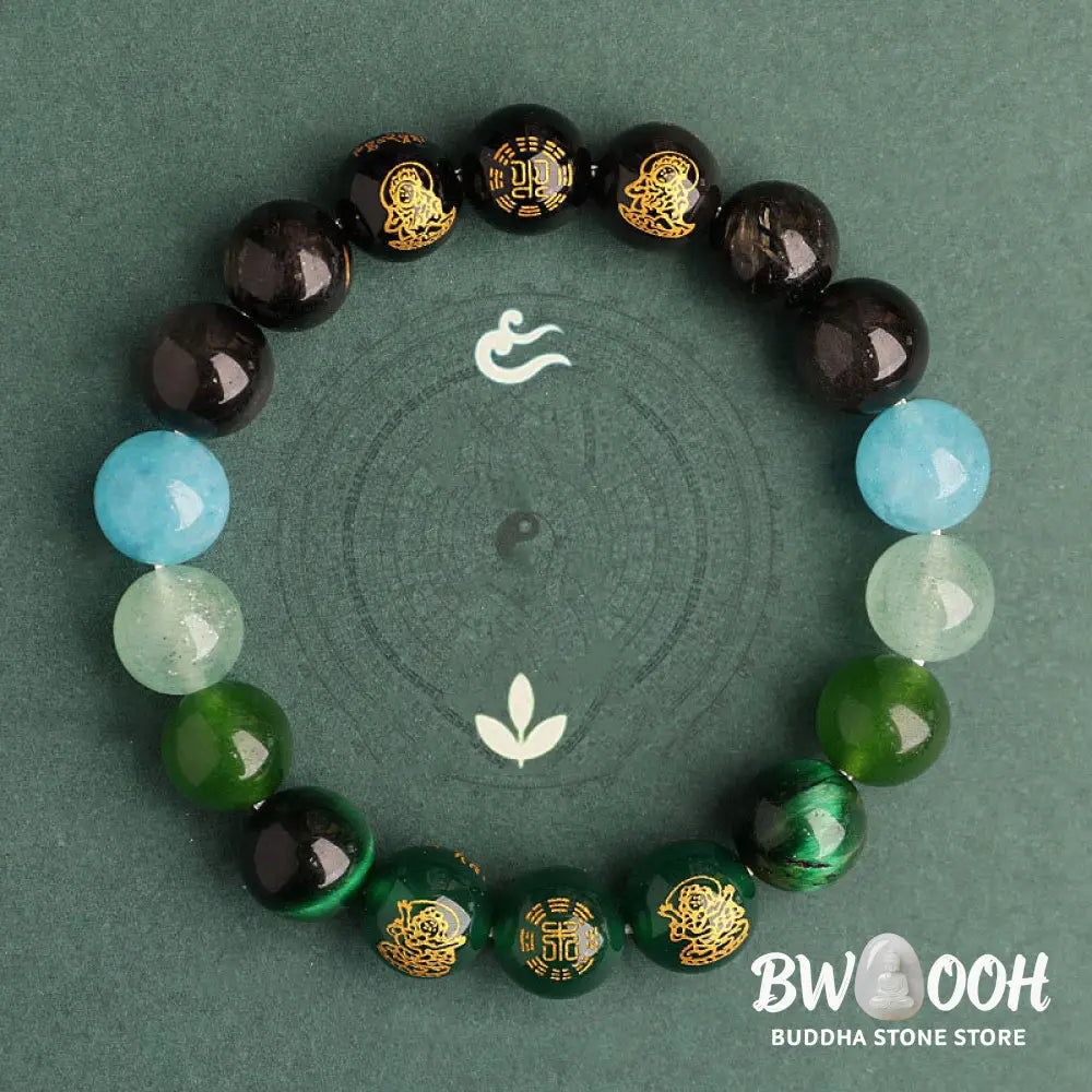 Buddha Stones Five Elements Various Agate Crystal South Red Agate Strawberry Quartz Sun Stone Citrine Luck Bracelet