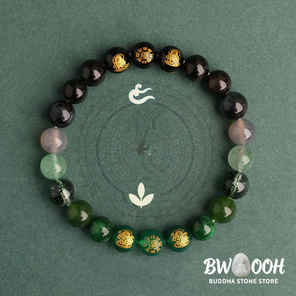 Buddha Stones Five Elements Various Agate Crystal South Red Agate Strawberry Quartz Sun Stone Citrine Luck Bracelet