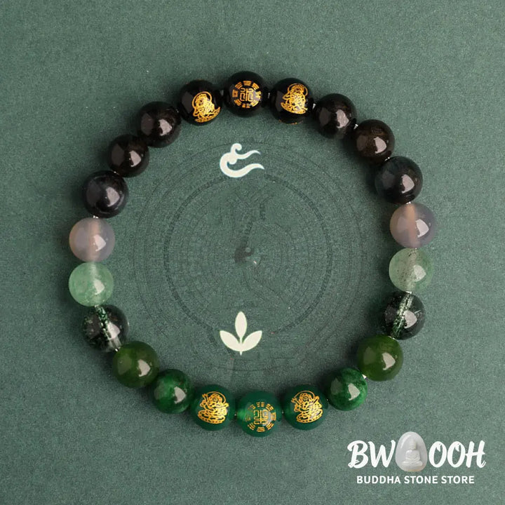 Buddha Stones Five Elements Various Agate Crystal South Red Agate Strawberry Quartz Sun Stone Citrine Luck Bracelet