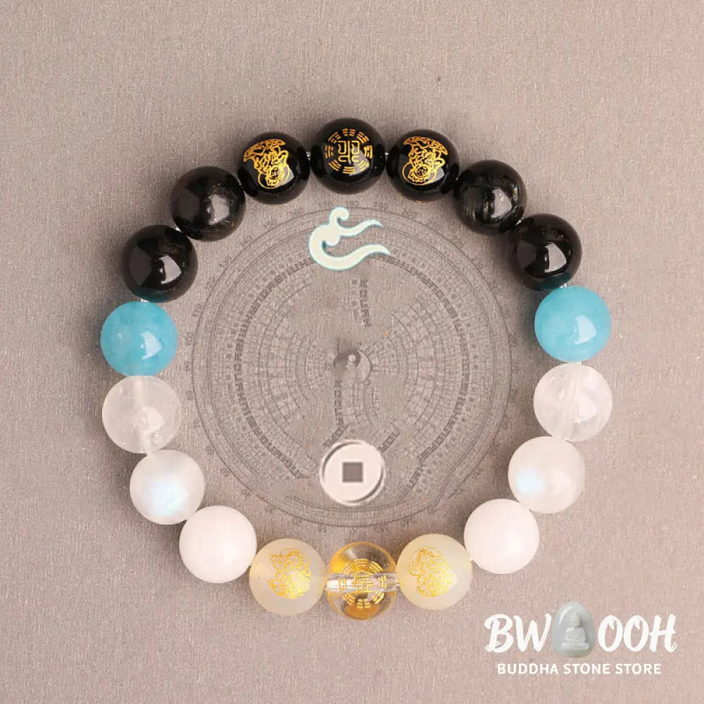 Buddha Stones Five Elements Various Agate Crystal South Red Agate Strawberry Quartz Sun Stone Citrine Luck Bracelet