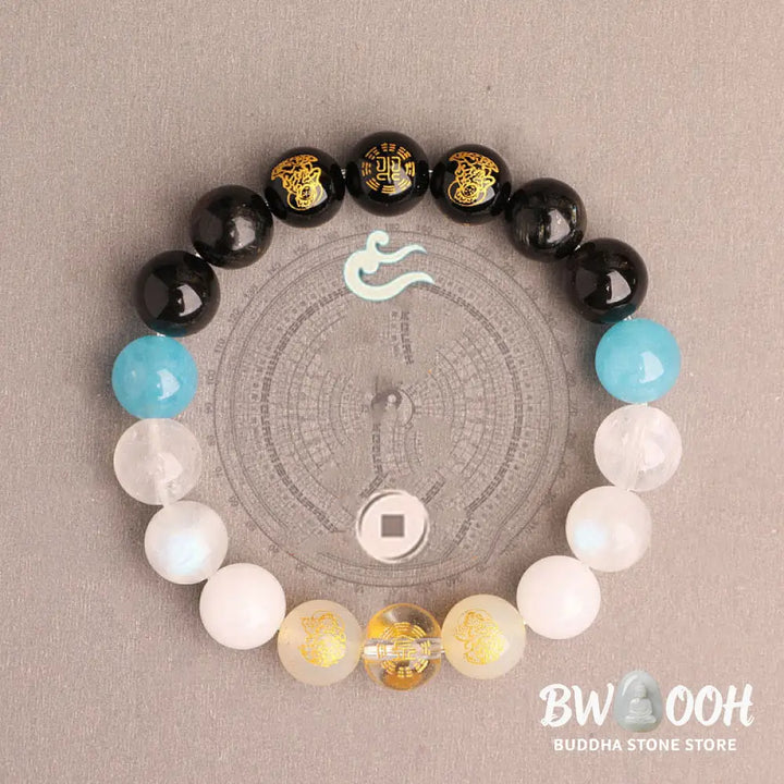 Buddha Stones Five Elements Various Agate Crystal South Red Agate Strawberry Quartz Sun Stone Citrine Luck Bracelet