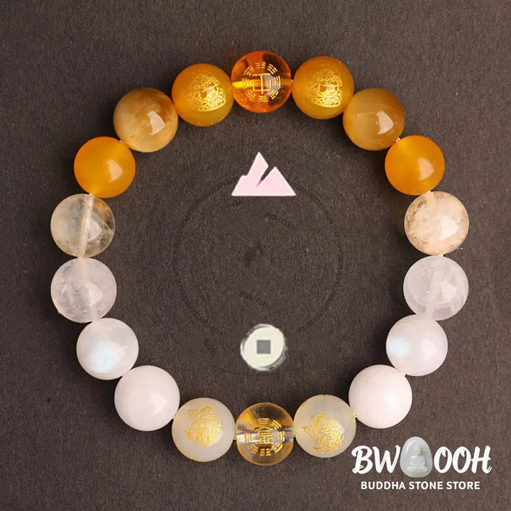 Buddha Stones Five Elements Various Agate Crystal South Red Agate Strawberry Quartz Sun Stone Citrine Luck Bracelet