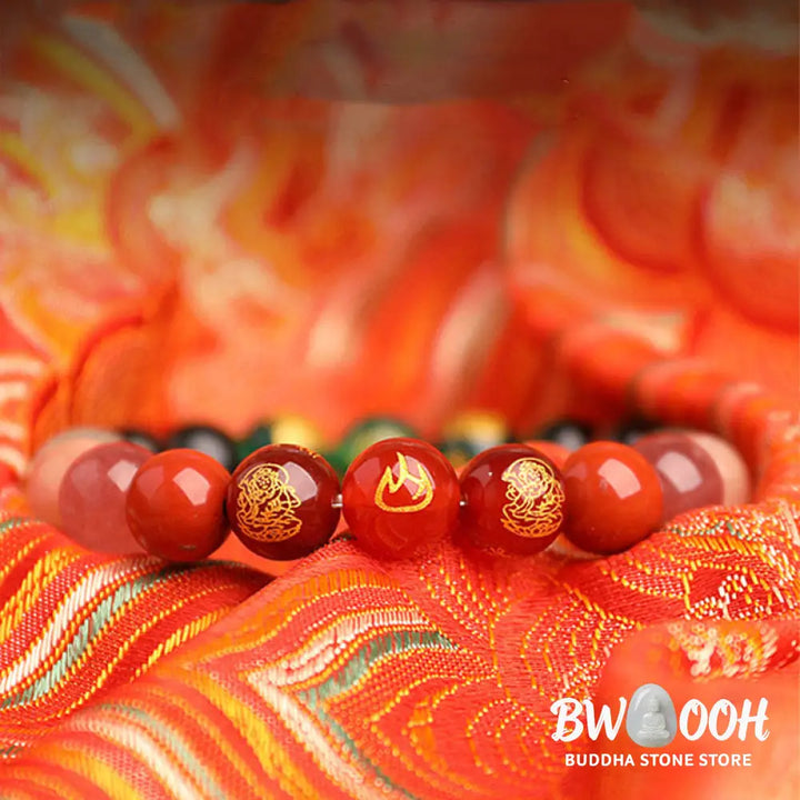 Buddha Stones Five Elements Various Agate Crystal South Red Agate Strawberry Quartz Sun Stone Citrine Luck Bracelet
