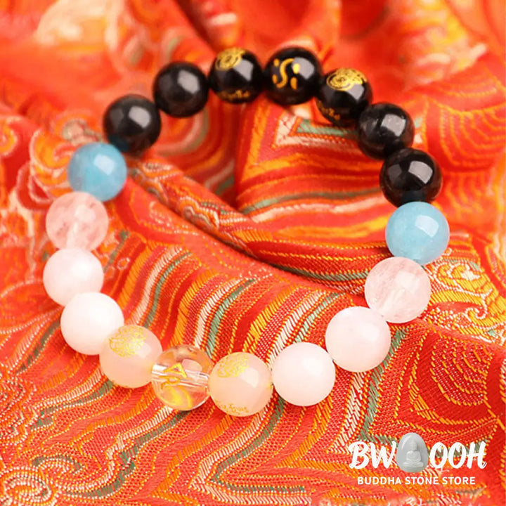 Buddha Stones Five Elements Various Agate Crystal South Red Agate Strawberry Quartz Sun Stone Citrine Luck Bracelet