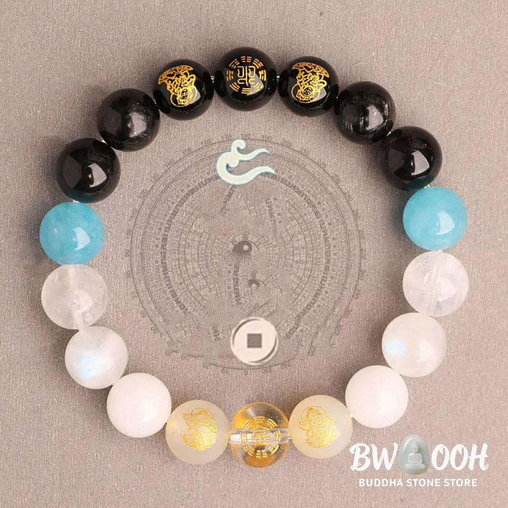 Buddha Stones Five Elements Various Agate Crystal South Red Agate Strawberry Quartz Sun Stone Citrine Luck Bracelet