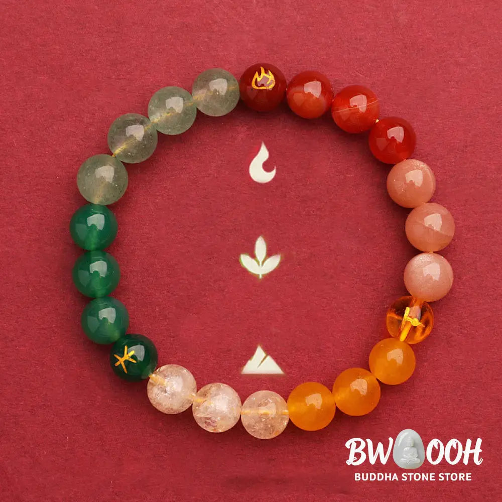 Buddha Stones Five Elements Various Agate Crystal Sun Stone Wisdom Bracelet - BWOOOH - Bracelet