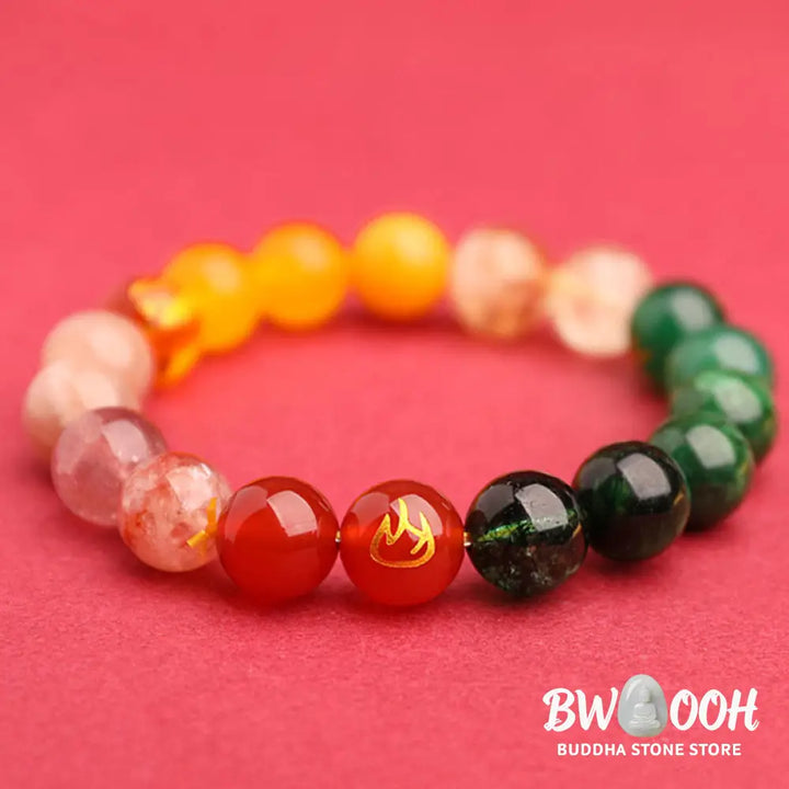 Buddha Stones Five Elements Various Agate Crystal Sun Stone Wisdom Bracelet - BWOOOH - Bracelet