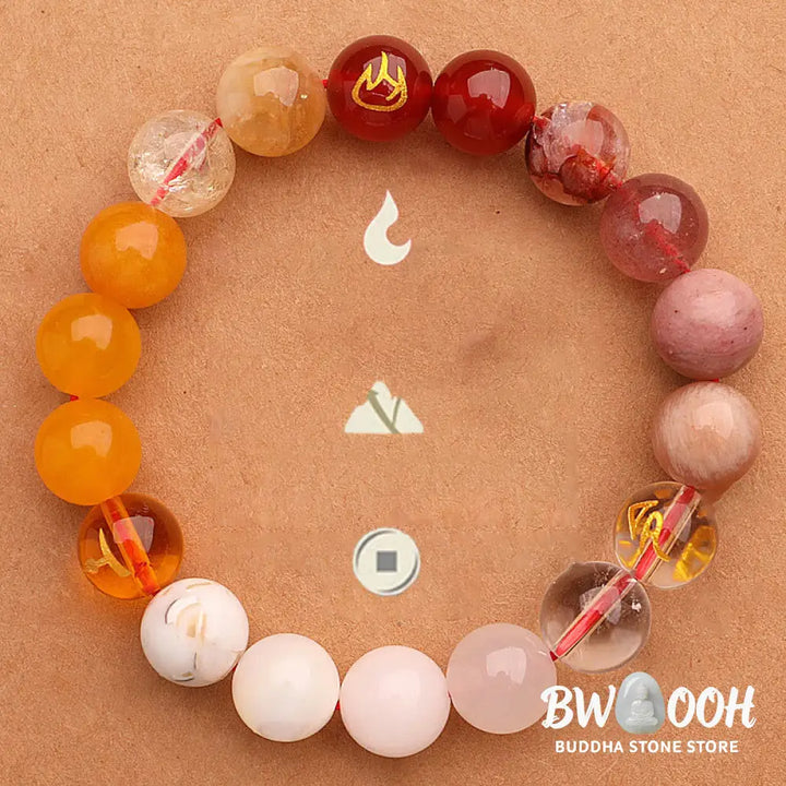 Buddha Stones Five Elements Various Agate Crystal Sun Stone Wisdom Bracelet - BWOOOH - Bracelet