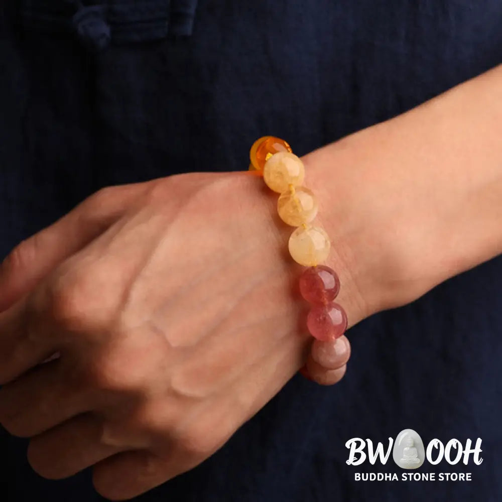 Buddha Stones Five Elements Various Agate Crystal Sun Stone Wisdom Bracelet - BWOOOH - Bracelet