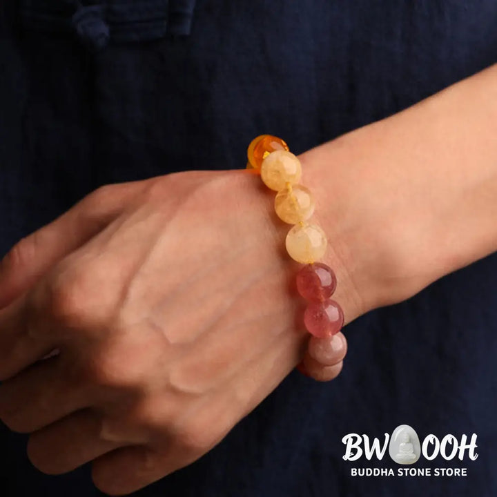 Buddha Stones Five Elements Various Agate Crystal Sun Stone Wisdom Bracelet - BWOOOH - Bracelet