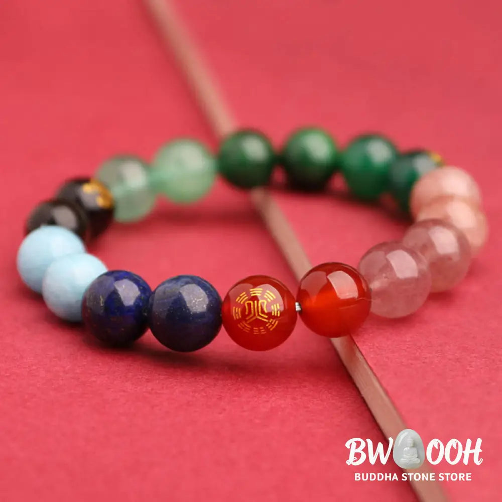 Buddha Stones Five Elements Various Agate Crystal Sun Stone Wisdom Bracelet - BWOOOH - Bracelet
