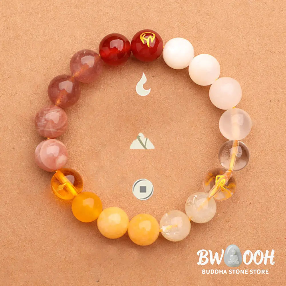 Buddha Stones Five Elements Various Agate Crystal Sun Stone Wisdom Bracelet - BWOOOH - Bracelet