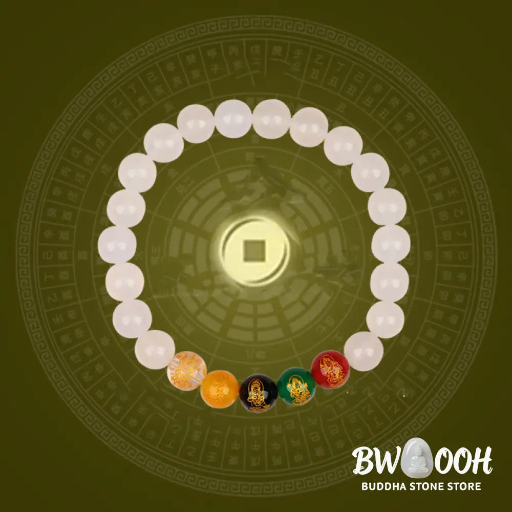 Buddha Stones Five Elements Various Agate Jambhala Luck Bracelet - BWOOOH - Bracelet