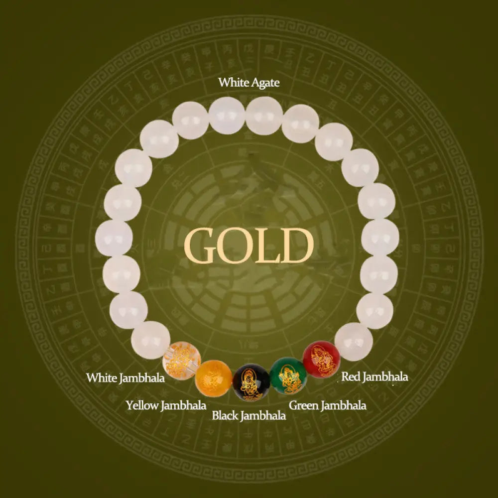 BWOOOH Five Elements Various Agate Jambhala Luck Bracelet - BWOOOH - Gold(Wrist Circumference: 14-16cm)