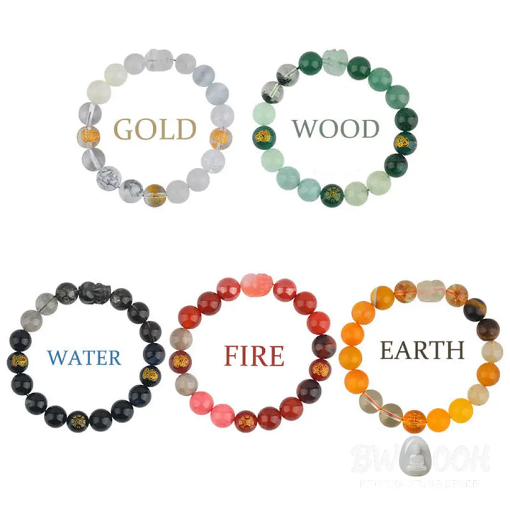 Buddha Stones Five Elements Various Crystal Agate Pixiu Wealth Bracelet - BWOOOH - Bracelet