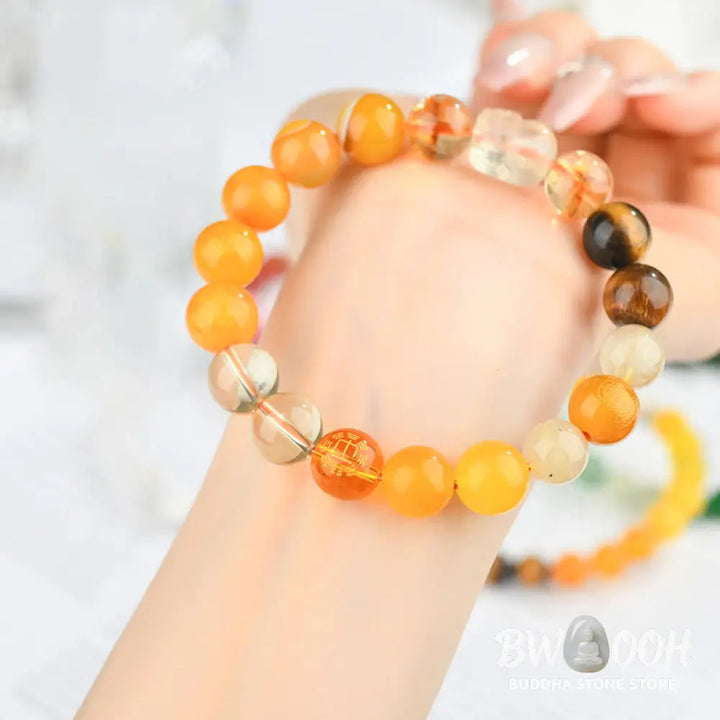 Buddha Stones Five Elements Various Crystal Agate Pixiu Wealth Bracelet - BWOOOH - Bracelet