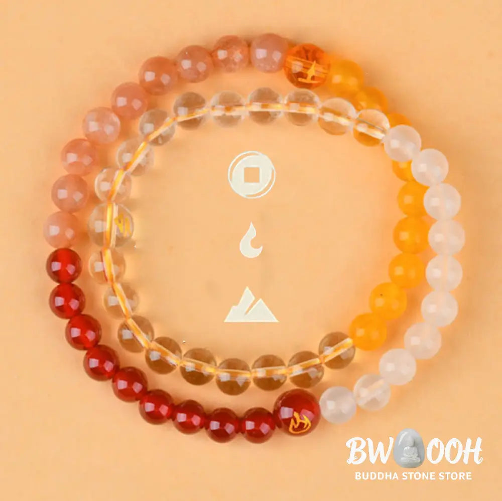 Buddha Stones Five Elements Various Crystal Agate Strawberry Quartz Wisdom Bracelet - BWOOOH - Bracelet