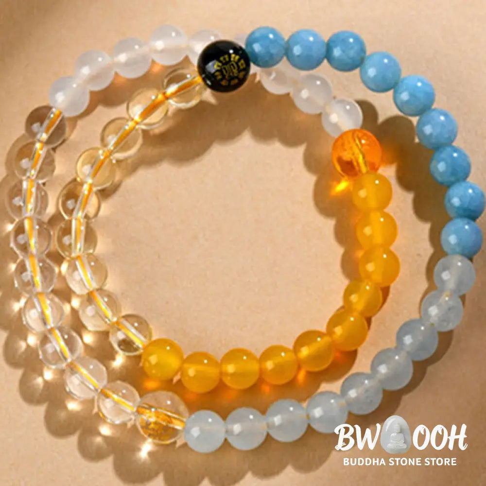 Buddha Stones Five Elements Various Crystal Agate Strawberry Quartz Wisdom Bracelet - BWOOOH - Bracelet