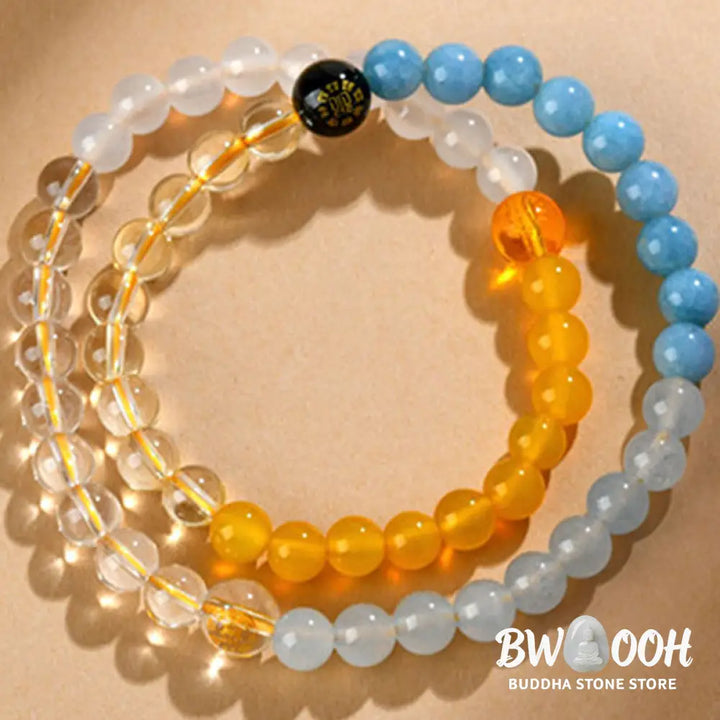 Buddha Stones Five Elements Various Crystal Agate Strawberry Quartz Wisdom Bracelet - BWOOOH - Bracelet