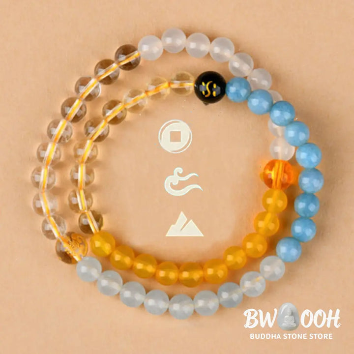 Buddha Stones Five Elements Various Crystal Agate Strawberry Quartz Wisdom Bracelet - BWOOOH - Bracelet