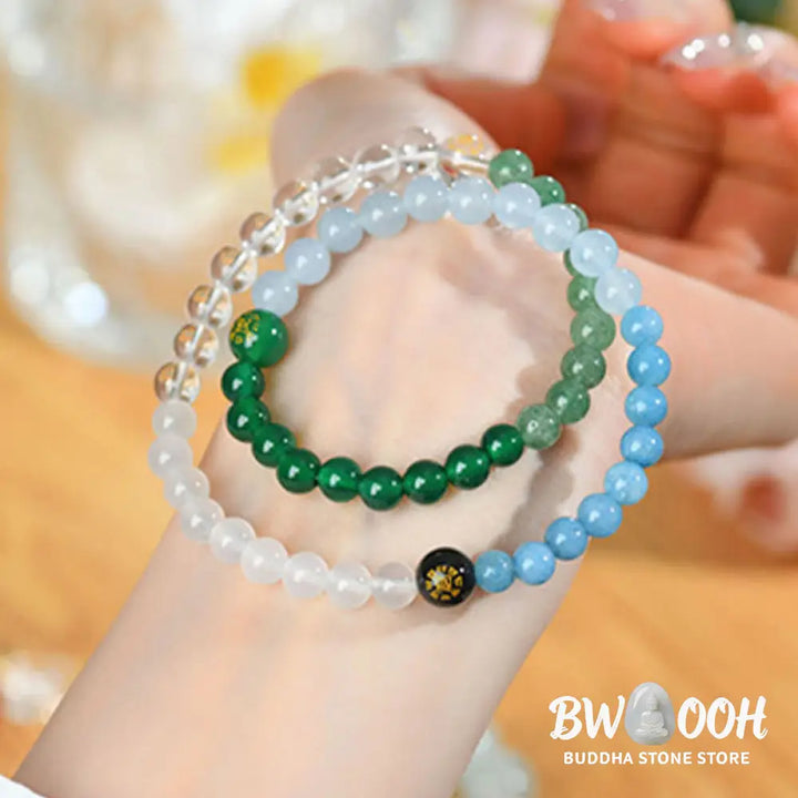 Buddha Stones Five Elements Various Crystal Agate Strawberry Quartz Wisdom Bracelet - BWOOOH - Bracelet