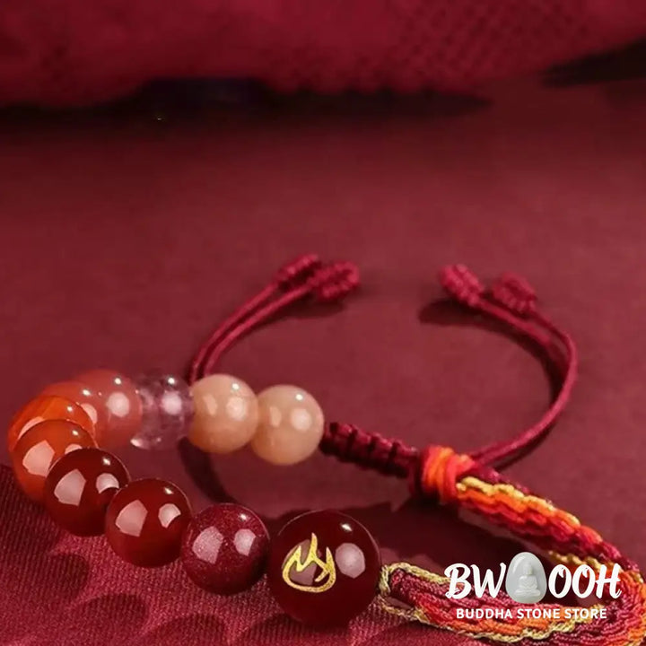 Buddha Stones Five Elements Various Crystal Agate Wealth Reincarnation Knot Braid Bracelet - BWOOOH - Bracelet