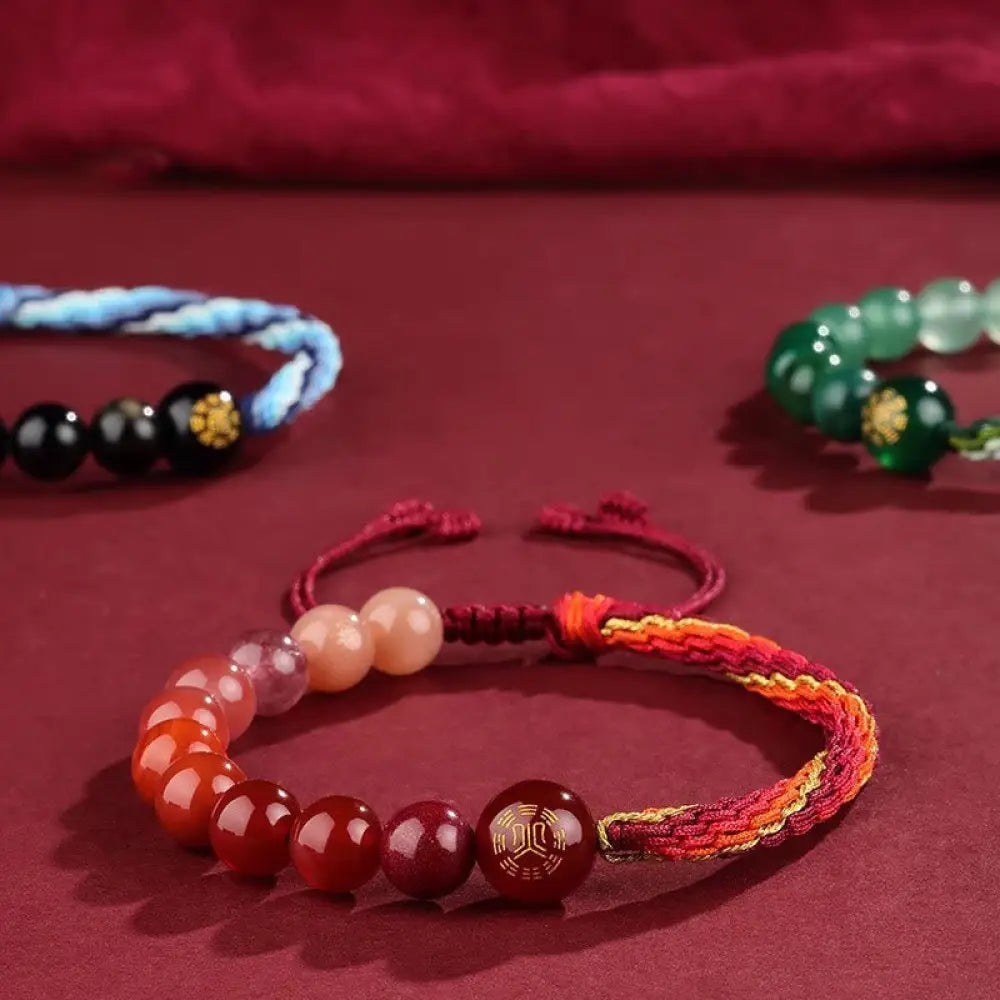 BWOOOH Five Elements Various Crystal Agate Wealth Reincarnation Knot Braid Bracelet - BWOOOH - Bracelet