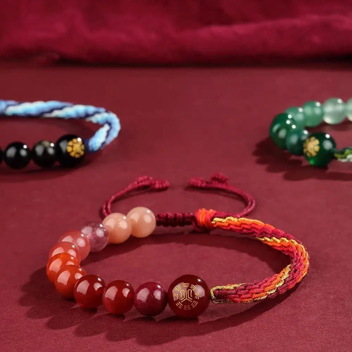 BWOOOH Five Elements Various Crystal Agate Wealth Reincarnation Knot Braid Bracelet - BWOOOH - Bracelet