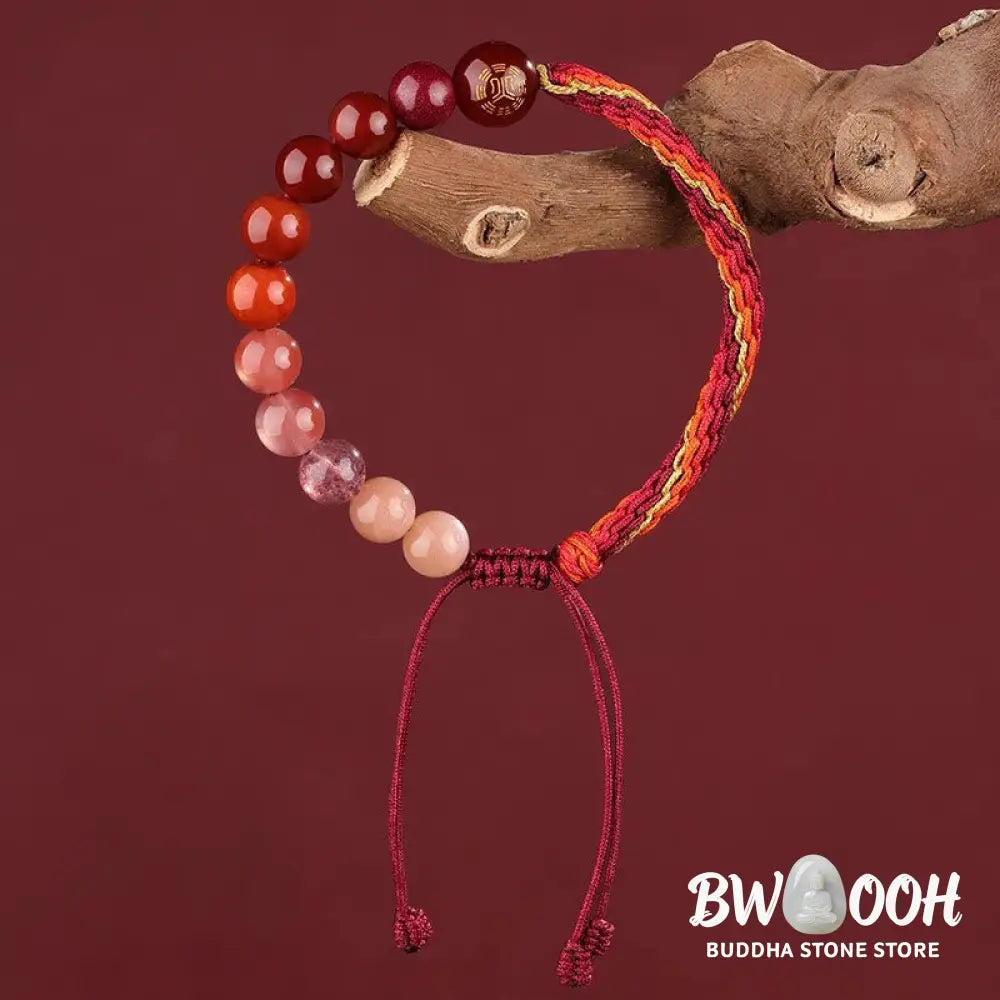 Buddha Stones Five Elements Various Crystal Agate Wealth Reincarnation Knot Braid Bracelet - BWOOOH - Bracelet