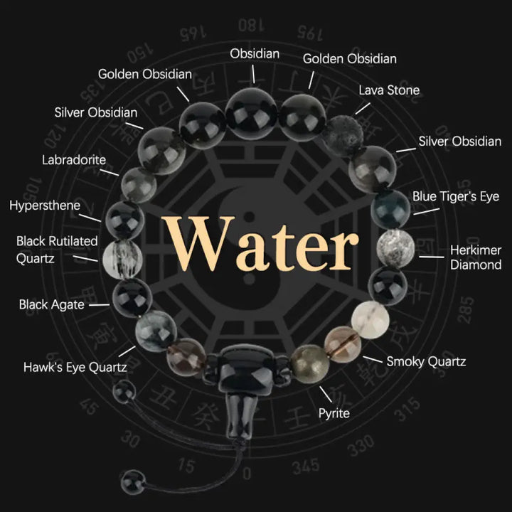 BWOOOH Five Elements Various Crystal Black Obsidian Wealth Wisdom Bracelet - BWOOOH - Bracelet