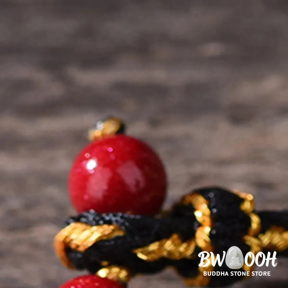 Buddha Stones Five-Emperor Coins Copper Amethyst Cinnabar Black Red String Balance Attract Fortune Bracelet - Bracelet