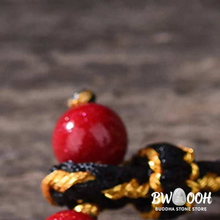 Buddha Stones Five-Emperor Coins Copper Amethyst Cinnabar Black Red String Balance Attract Fortune Bracelet - Bracelet