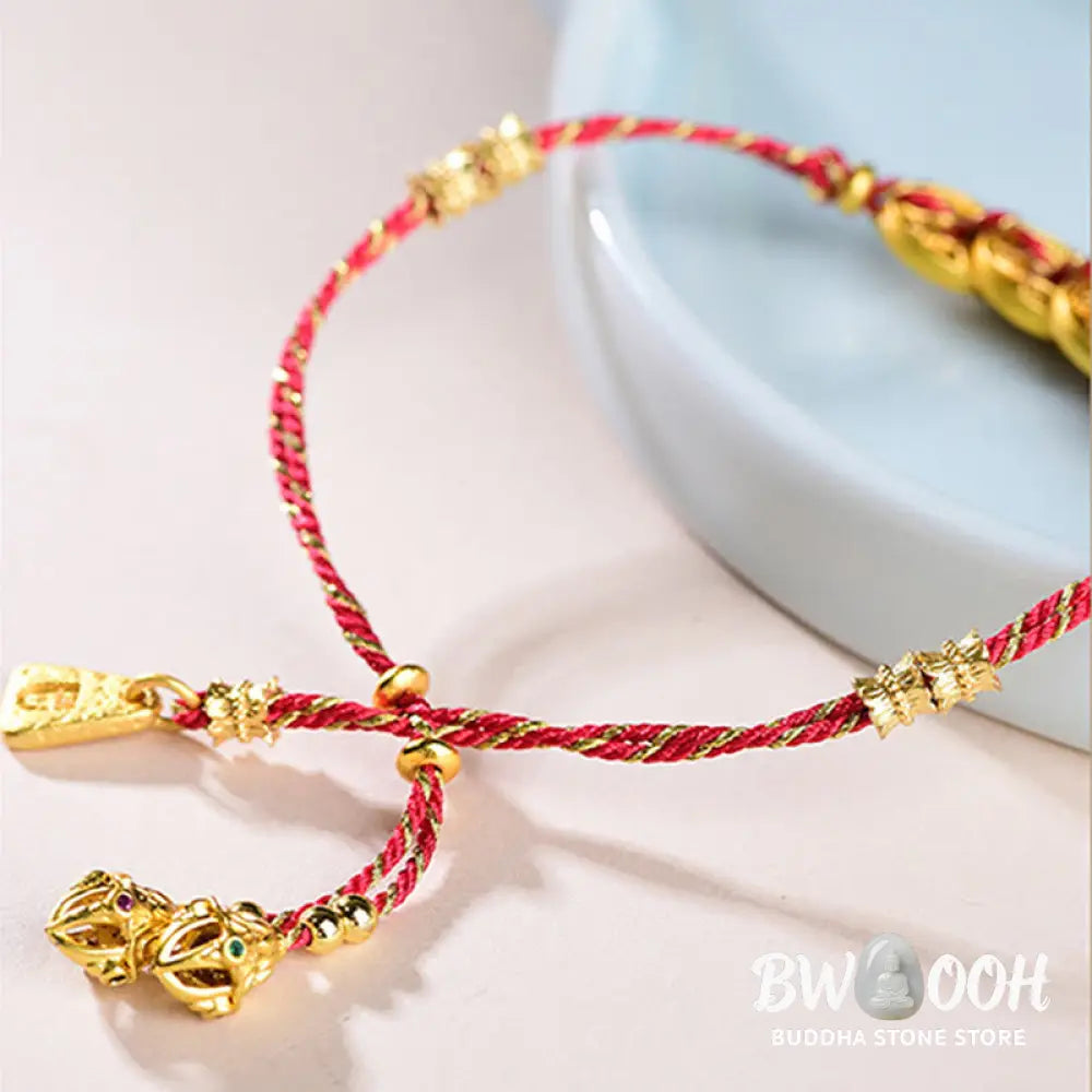Buddha Stones Five-Emperor Coins Copper Balance Hand-Woven String Bracelet - Bracelet