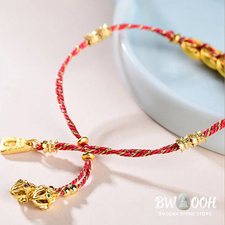 Buddha Stones Five-Emperor Coins Copper Balance Hand-Woven String Bracelet - Bracelet