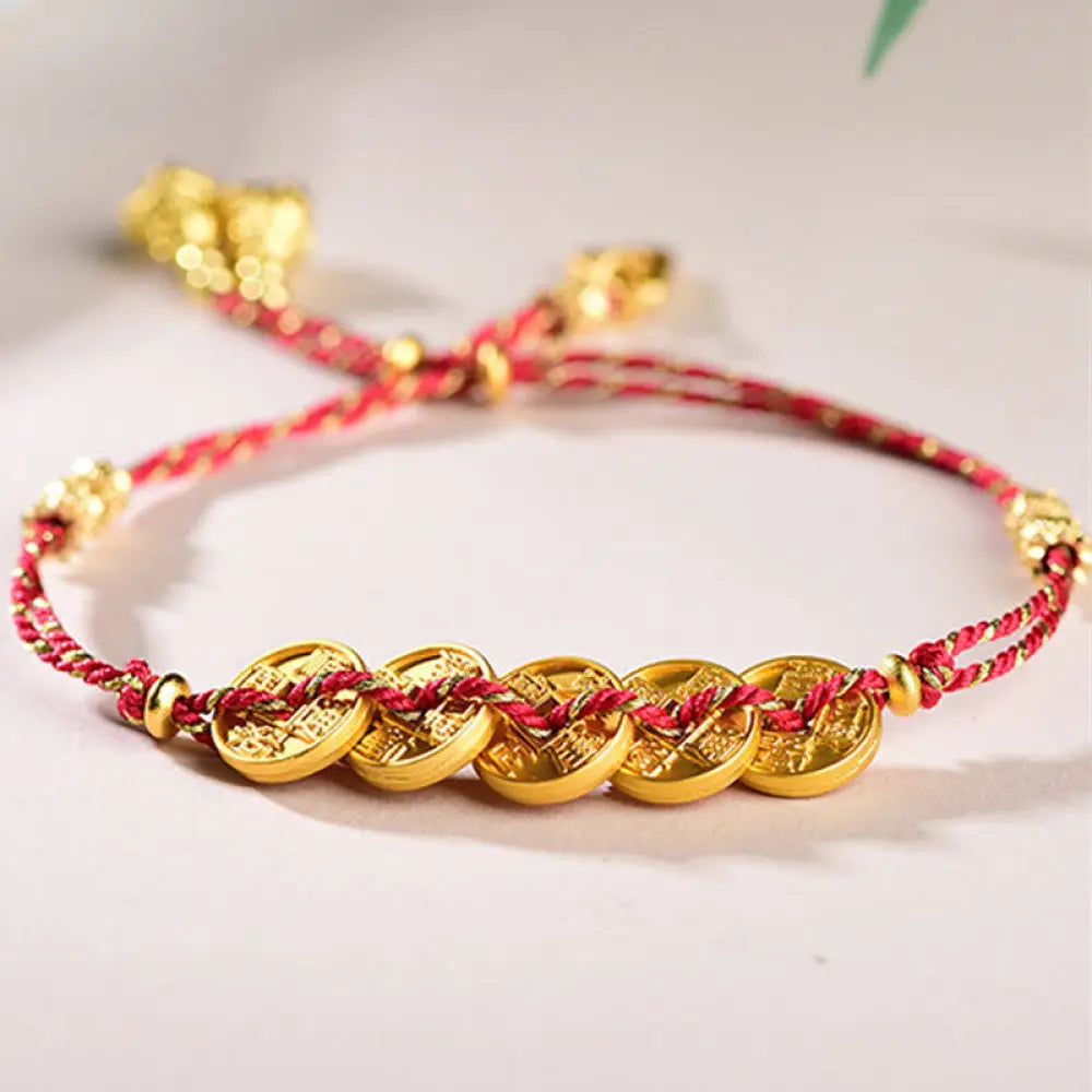 BWOOOH Five-Emperor Coins Copper Balance Hand-Woven Strin