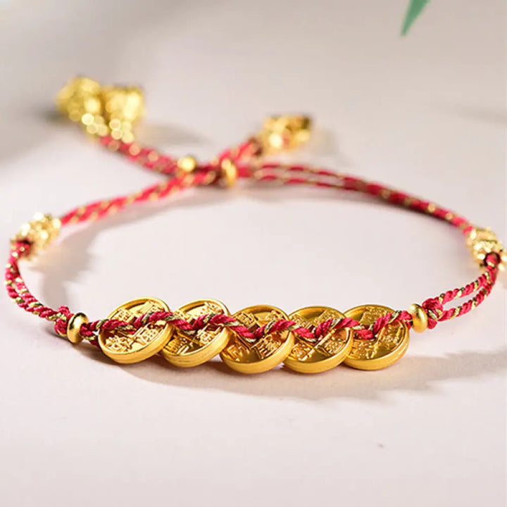 BWOOOH Five-Emperor Coins Copper Balance Hand-Woven Strin