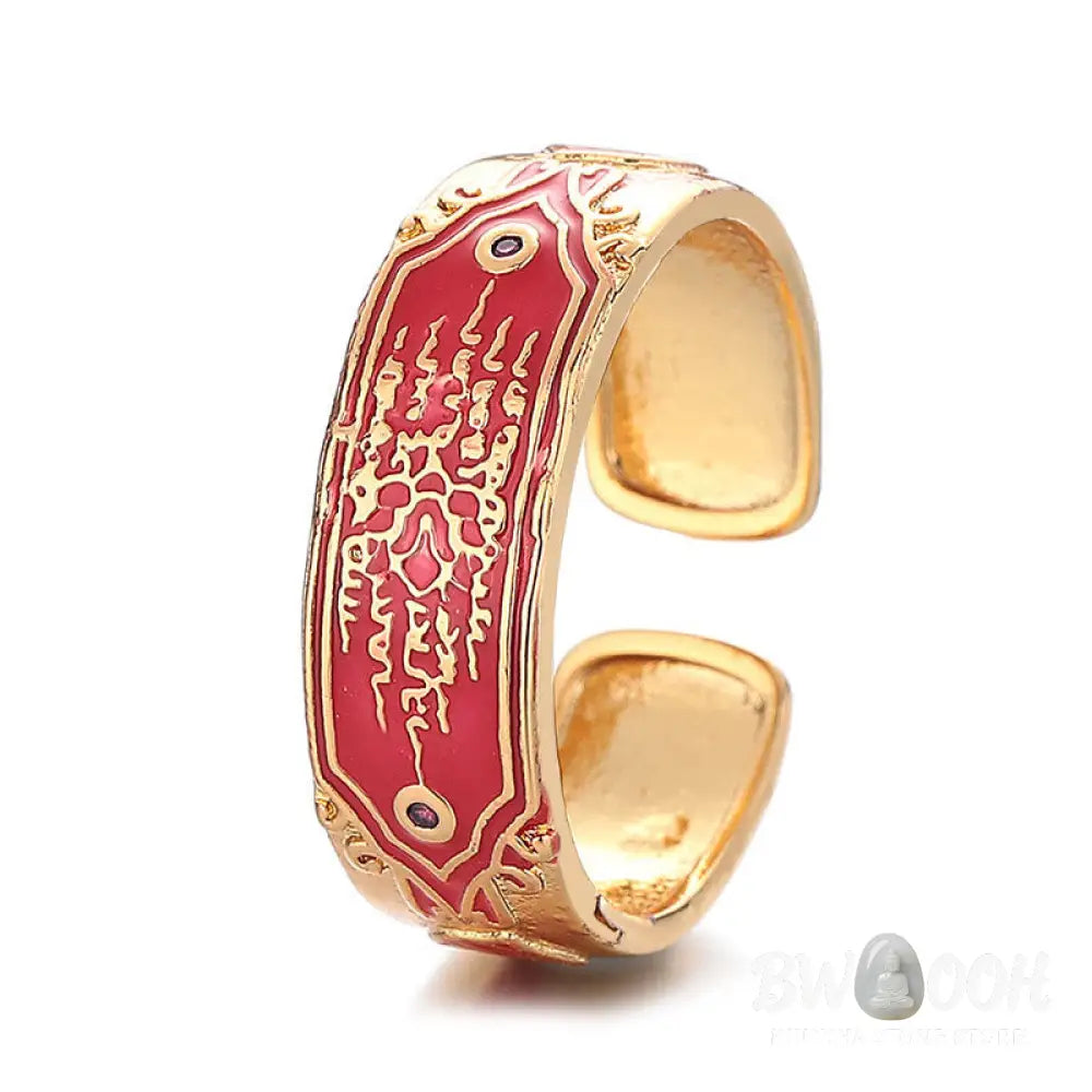 Buddha Stones Five Scriptures Copper Healing Ring - BWOOOH - Five Scriptures(Adjustable) - Ring