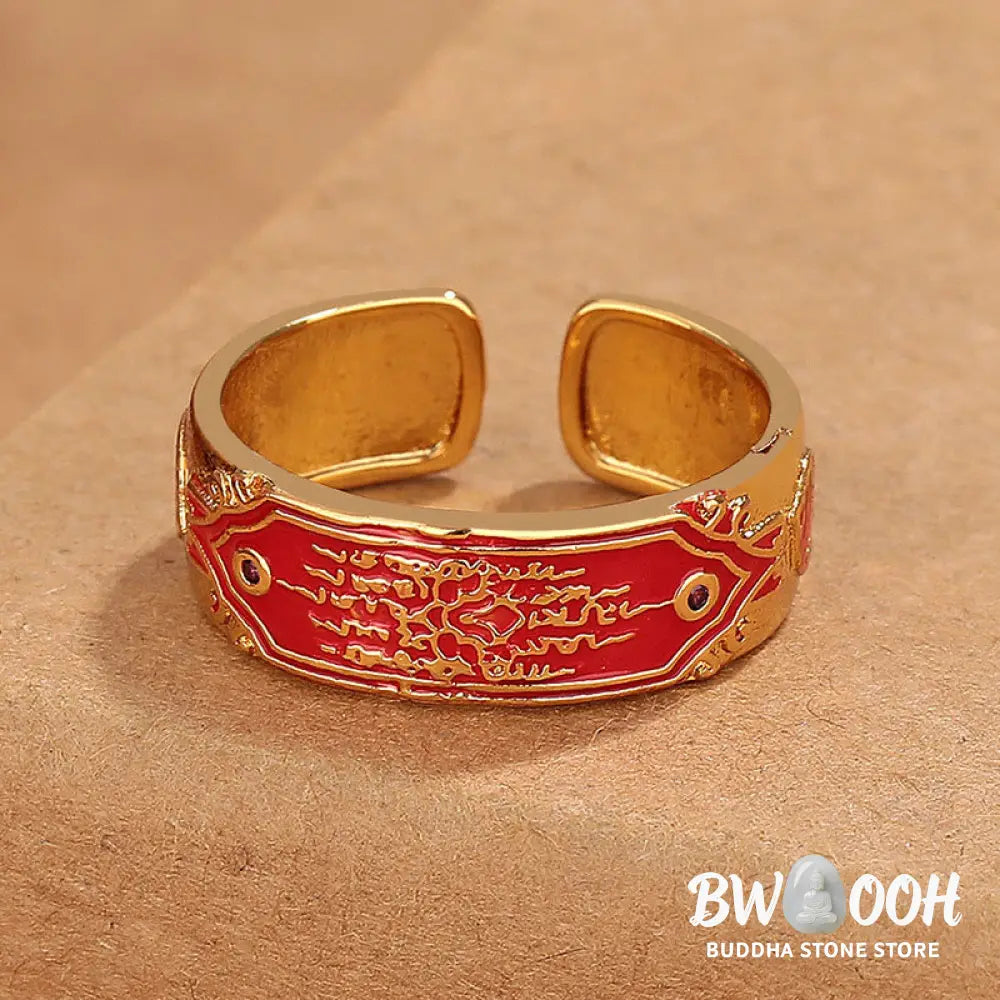Buddha Stones Five Scriptures Copper Healing Ring - BWOOOH - Five Scriptures(Adjustable) - Ring