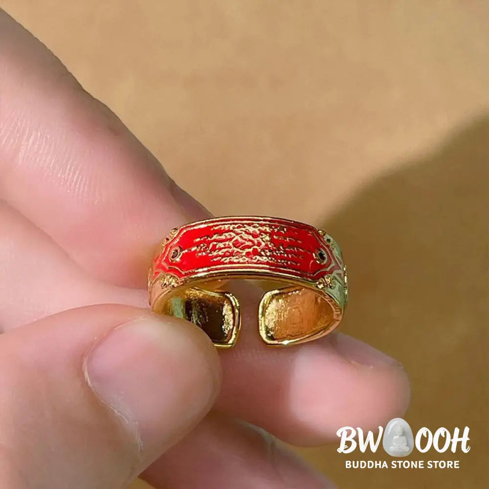 Buddha Stones Five Scriptures Copper Healing Ring - BWOOOH - Five Scriptures(Adjustable) - Ring